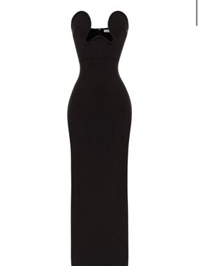 Strapless Black Sculpted Column Dress